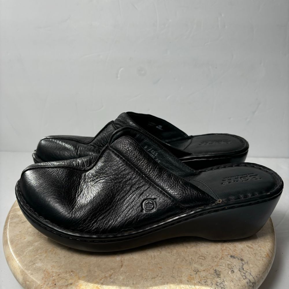Born Hand Crafted Black Open Heel Clog Women's Sz 9 Y2K Leather
